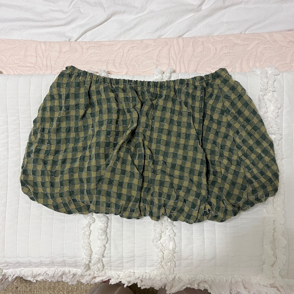 Vintage green gingham bubble skirt